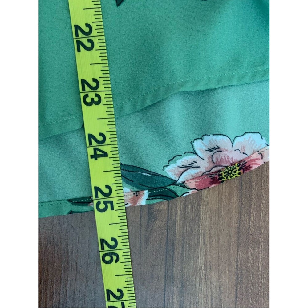LOFT Green Floral V-Neck Peasant Long Sleeve Blouse Top Semi Sheer M Feminine - Picture 8 of 8